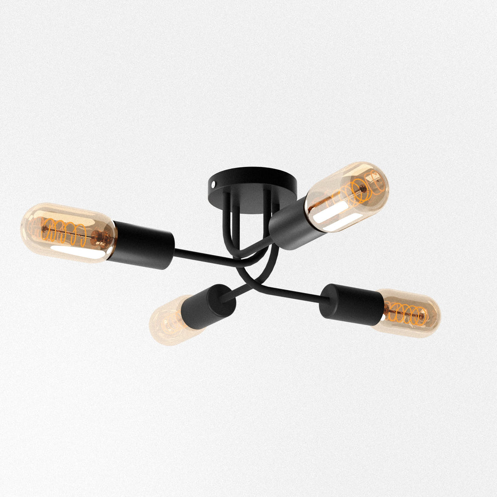 Modern Black 4-Way Adjustable Sputnik Ceiling Light Fixture for Home Decor
