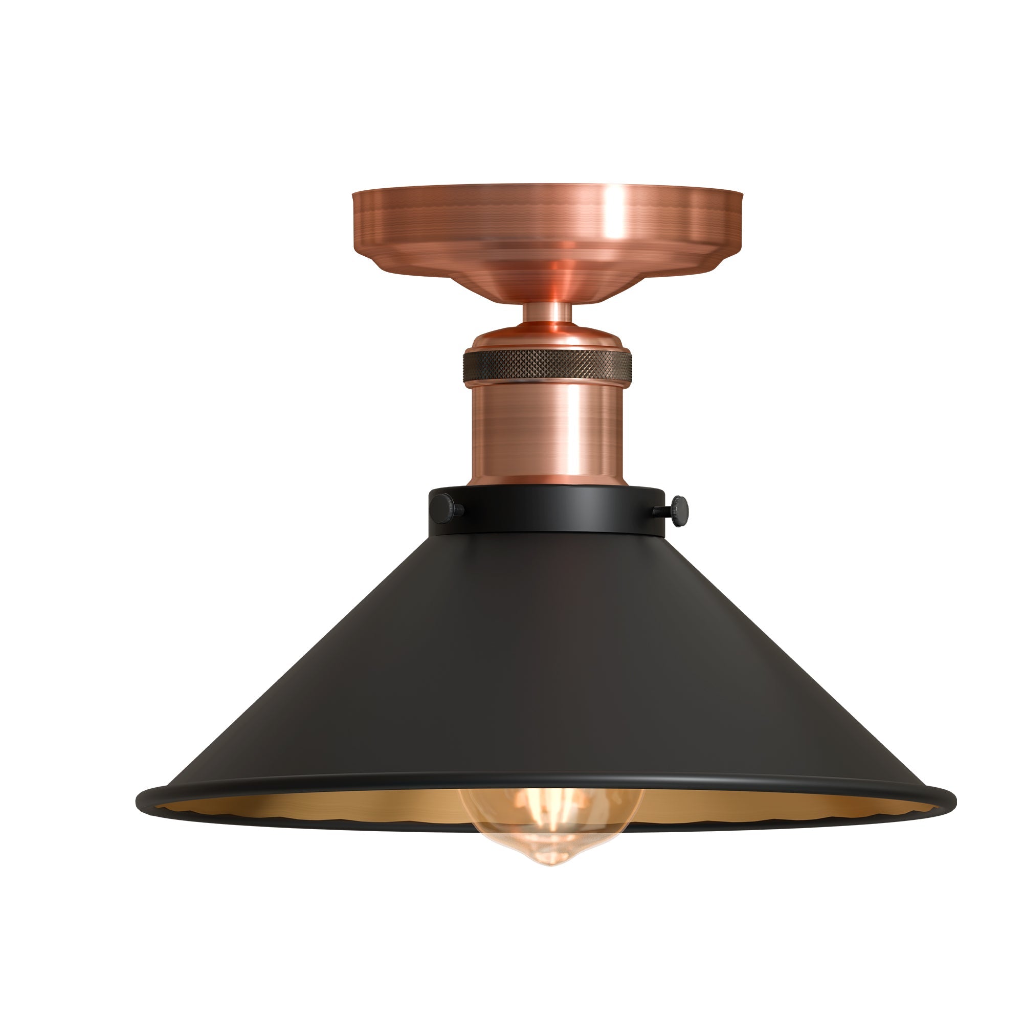 Vintage Industrial Semi-Flush Mount Ceiling Light Fixture Metal Dome Shade