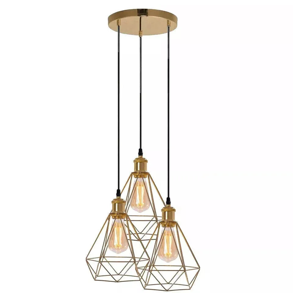Industrial Ceiling Pendant Light Metal Cage E27 LED Hanging Retro Lamp~5764