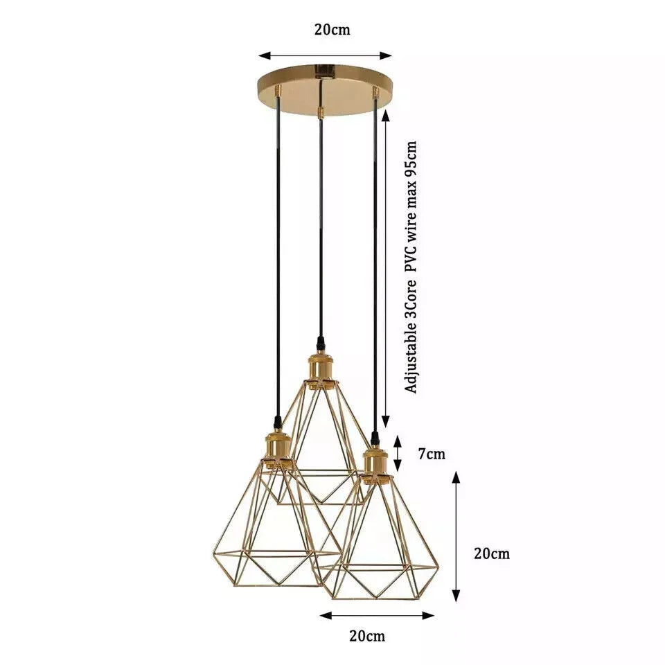 Industrial Ceiling Pendant Light Metal Cage E27 LED Hanging Retro Lamp~5764