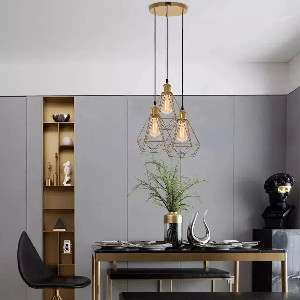 Industrial Ceiling Pendant Light Metal Cage E27 LED Hanging Retro Lamp~5764