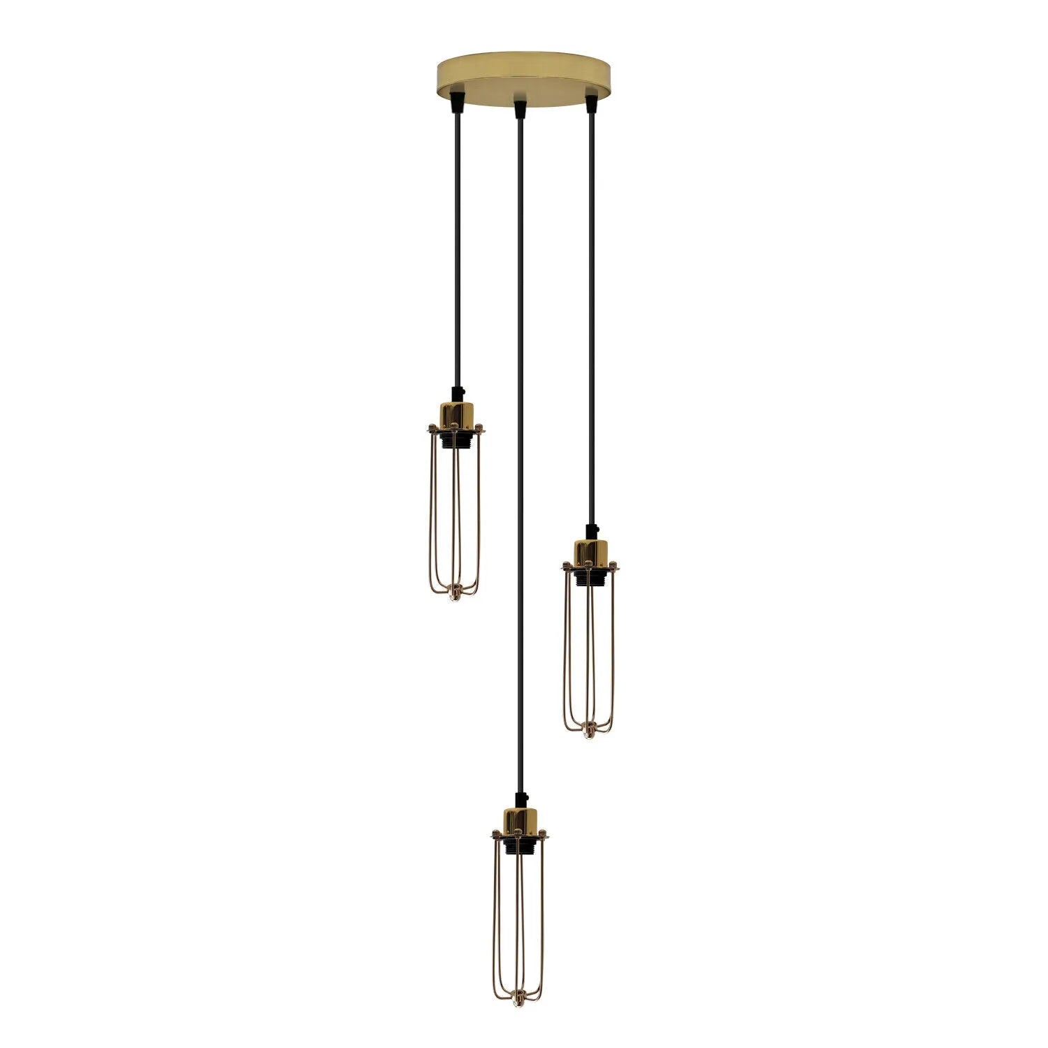 Vintage Industrial 3-Way Cage Pendant Light Cluster Hanging Ceiling Lamp Fixture