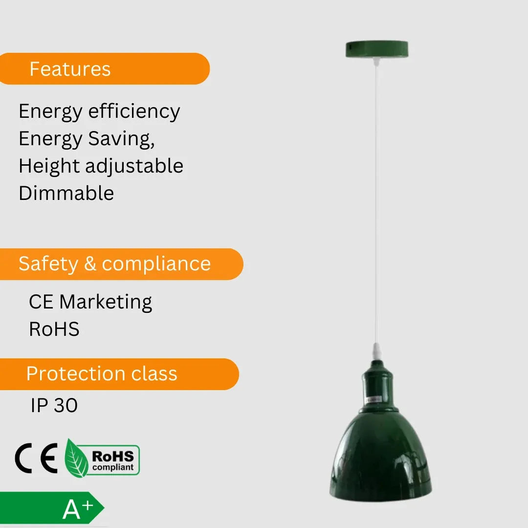 Modern Industrial Green Dome Pendant Light for Kitchen Island Bar Area
