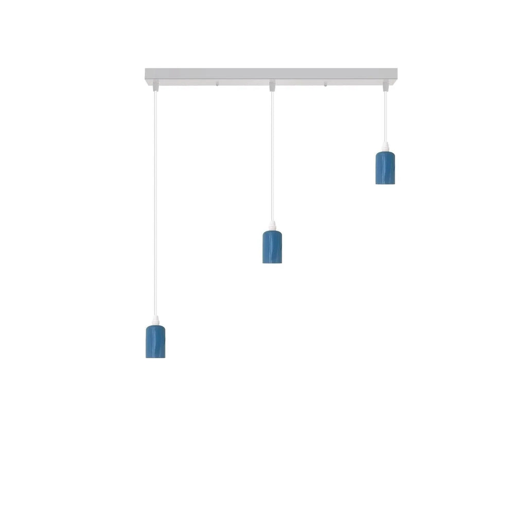 Industrial 3-Light E27 Pendant Fixture, Adjustable Height Hanging Lamp for Kitchen