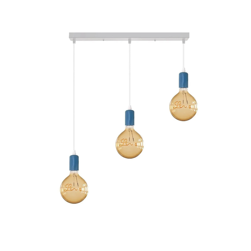 Industrial 3-Light E27 Pendant Fixture, Adjustable Height Hanging Lamp for Kitchen