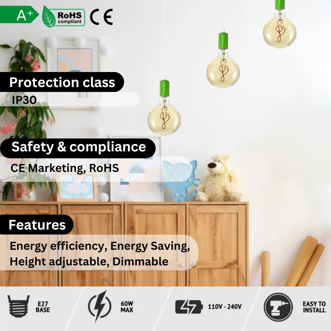 Industrial 3-Light E27 Pendant Fixture, Adjustable Height Hanging Lamp for Kitchen