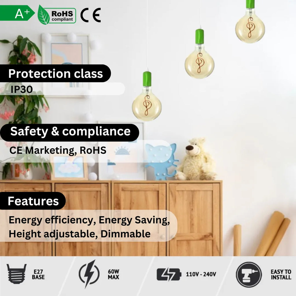 Modern 3-Light Adjustable E27 Ceiling Pendant Fixture for Kitchen Island Dining Room