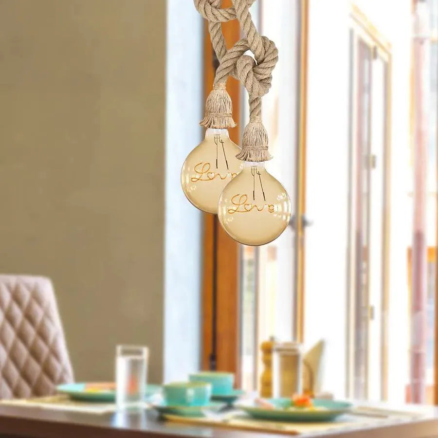 3m Double Head Hemp Rope Vintage Pendant Light ~5791