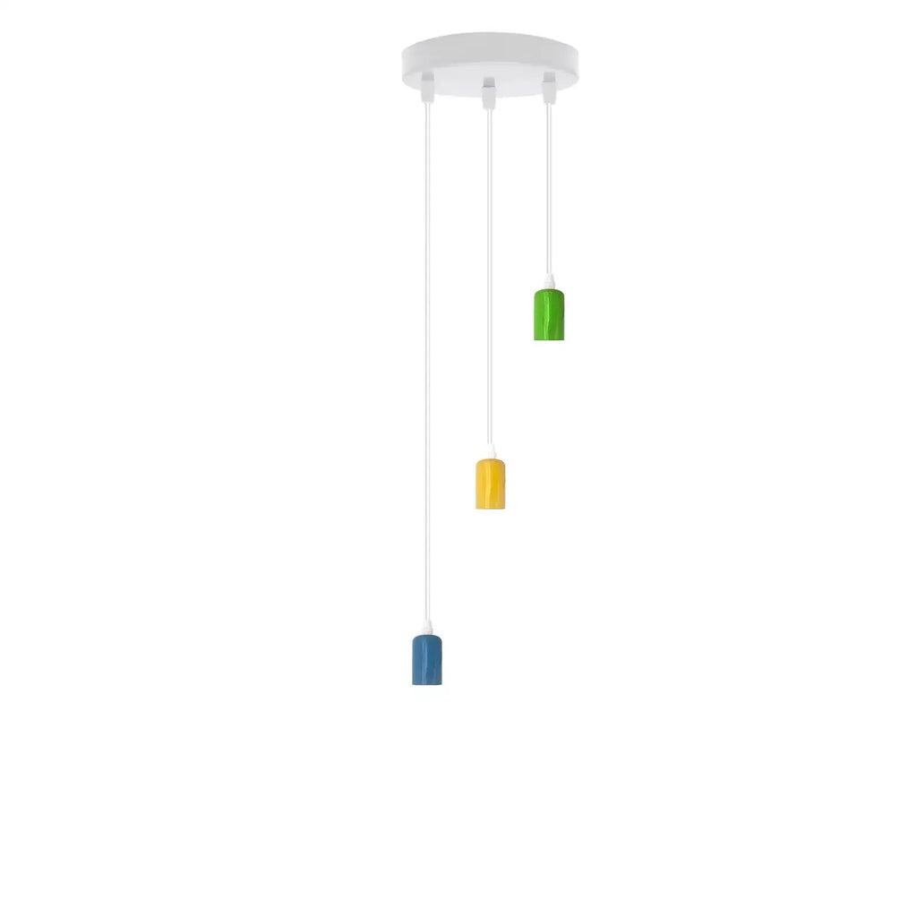 Industrial 3-Light Ceiling Pendant, E27 Bulb Sockets, Adjustable Flex Cable