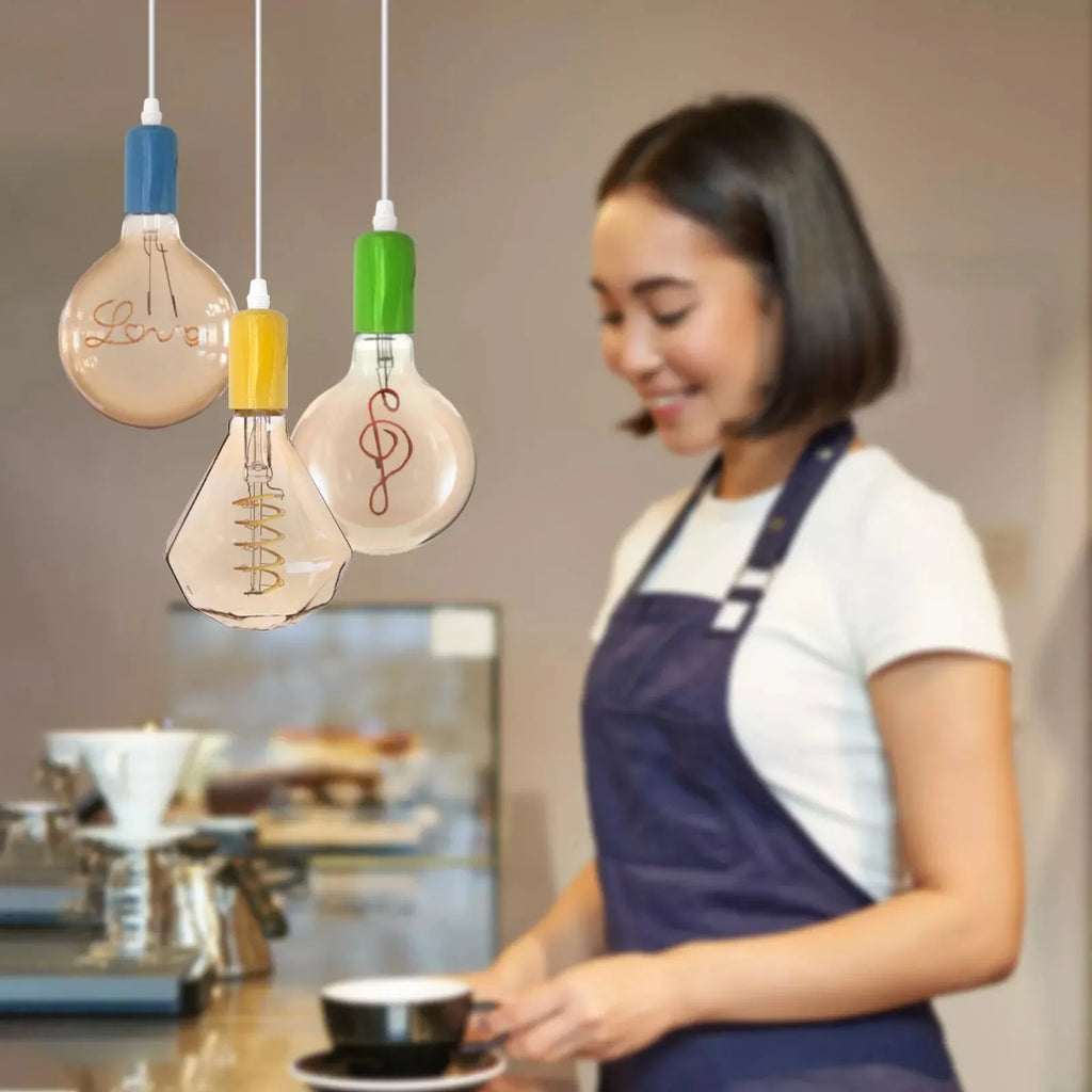 Vintage Industrial 3-Head Pendant Light Kit with Adjustable E27 Cable Drop