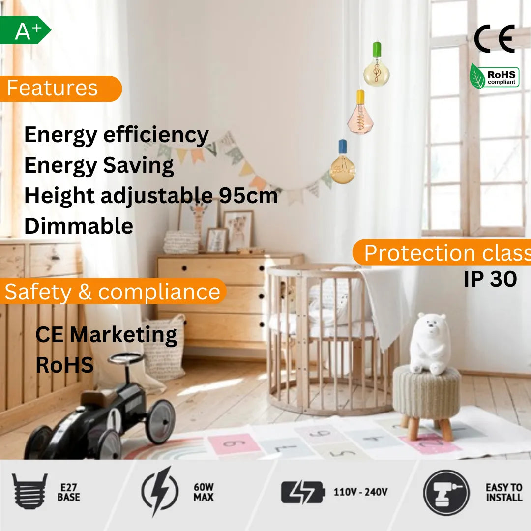 3 Light Pendant Light Flex 95cm Indoor Lighting E27 ~5807