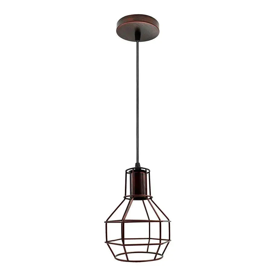 Industrial Rustic Red Vintage Nest Metal Wire Cage Pendant Light