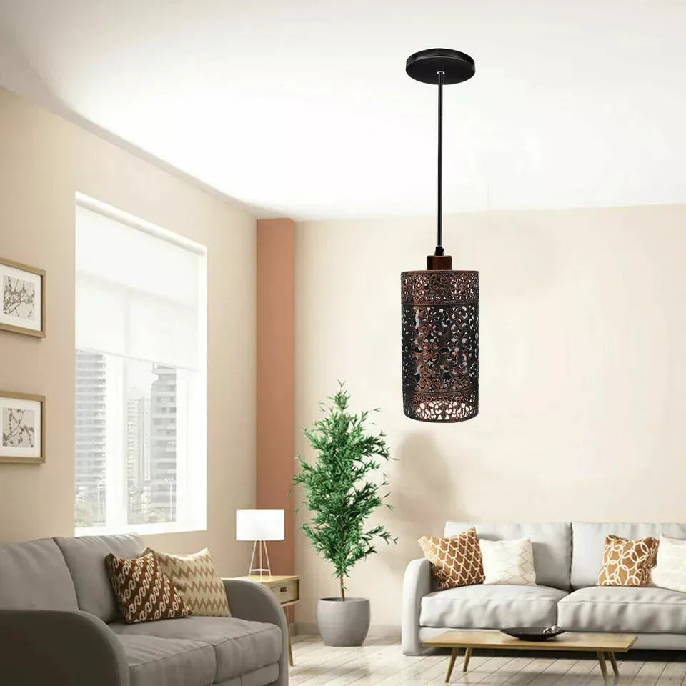 E27 Rustic Red Half-Threaded Lamp Holder Pendant Light, Adjustable Cable