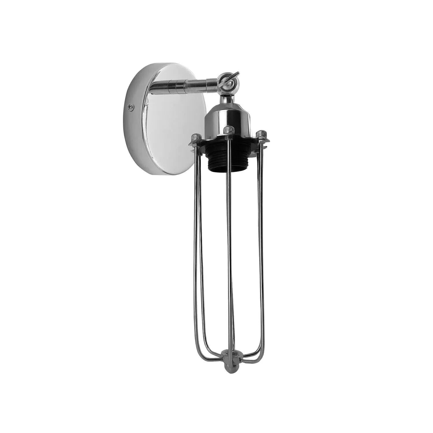 Industrial Retro Adjustable Wall Light Fixture, E27 Base, Chrome Metal Finish