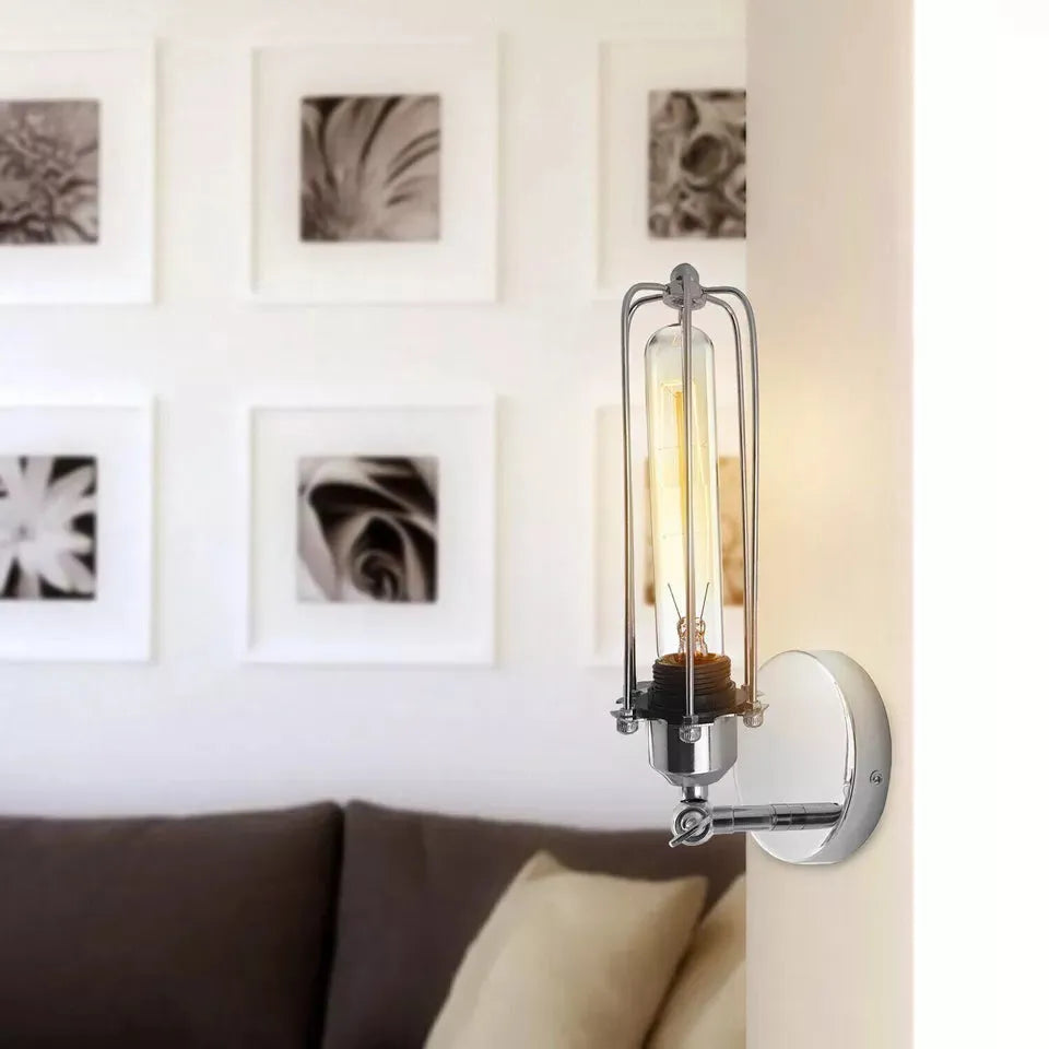 Adjustable Retro Industrial Chrome Wall Light with E27 Base