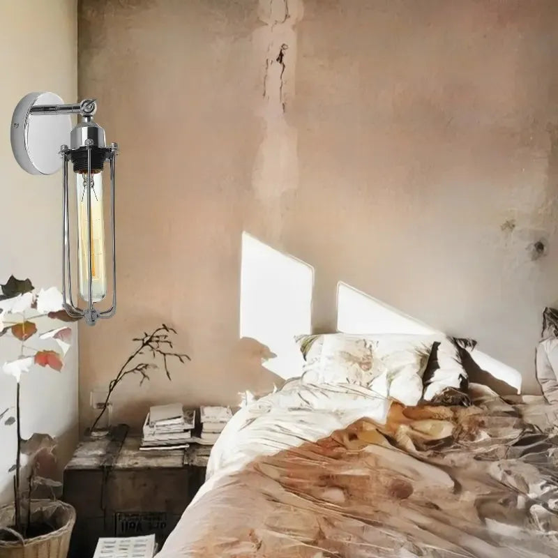 Adjustable Retro Industrial Chrome Wall Light with E27 Base