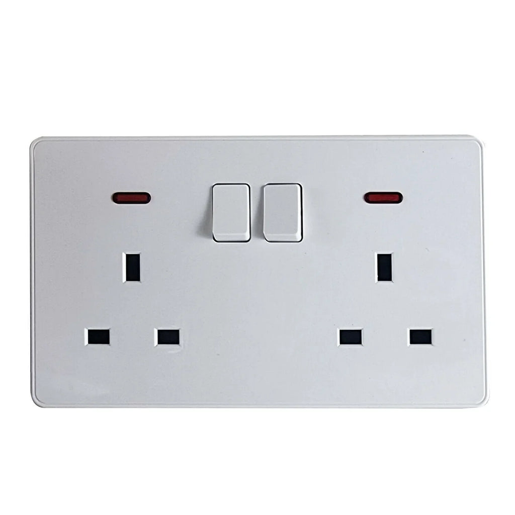 Premium 13 Amp Double Wall Socket with USB Charging, LED Switch Indicator