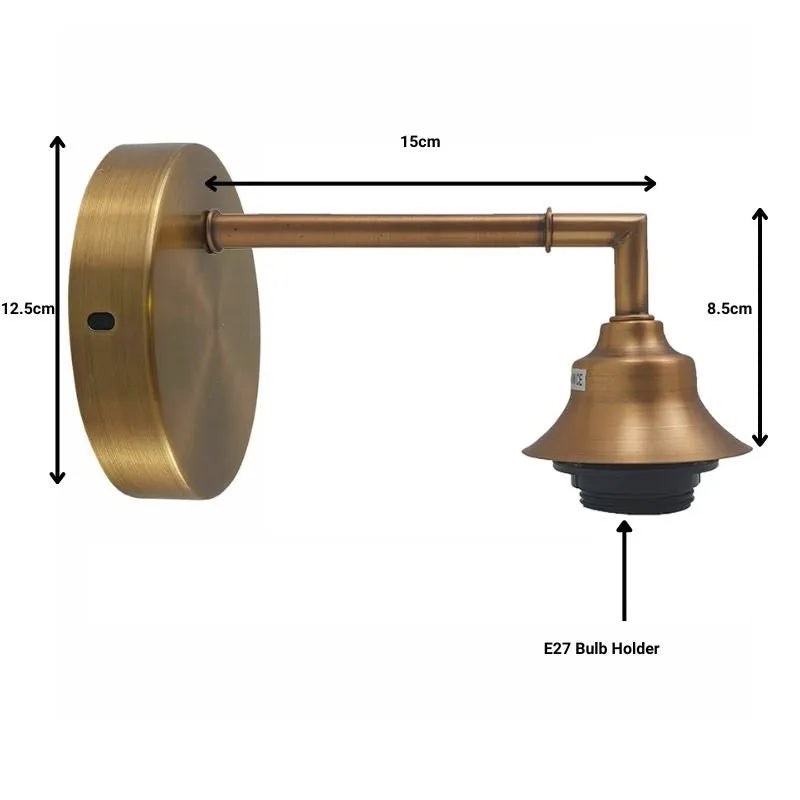 Retro Industrial Wall Sconce Light, Vintage Metal Shade, E27 Base Fixture