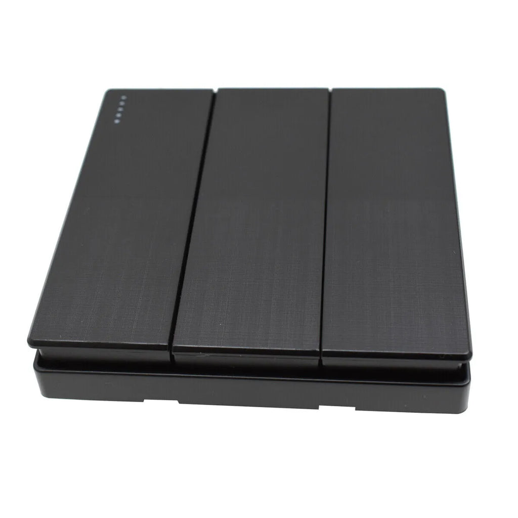 Premium Black Finish 3-Gang Screwless Wall Switch with USB Charging Ports