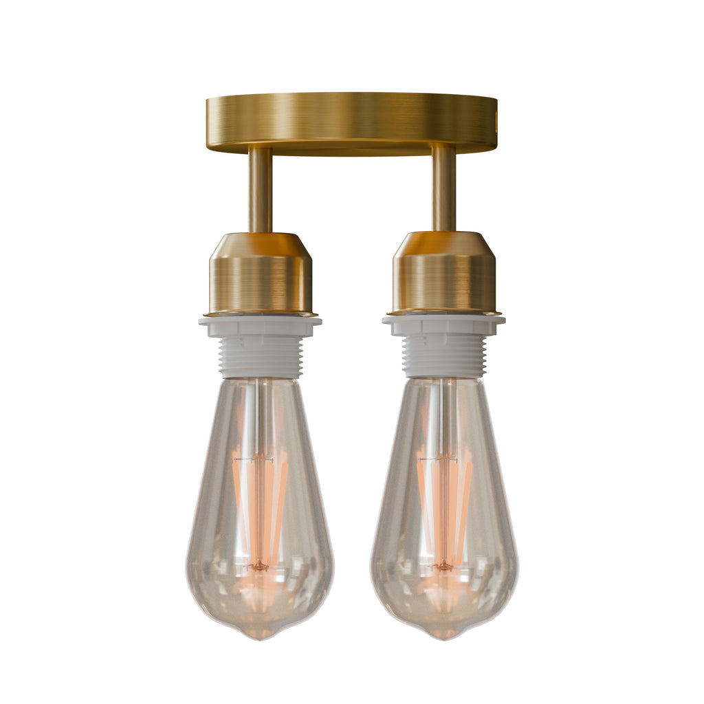 Modern Industrial 2-Way E27 Ceiling Light Fitting with Twin Lamp Holders