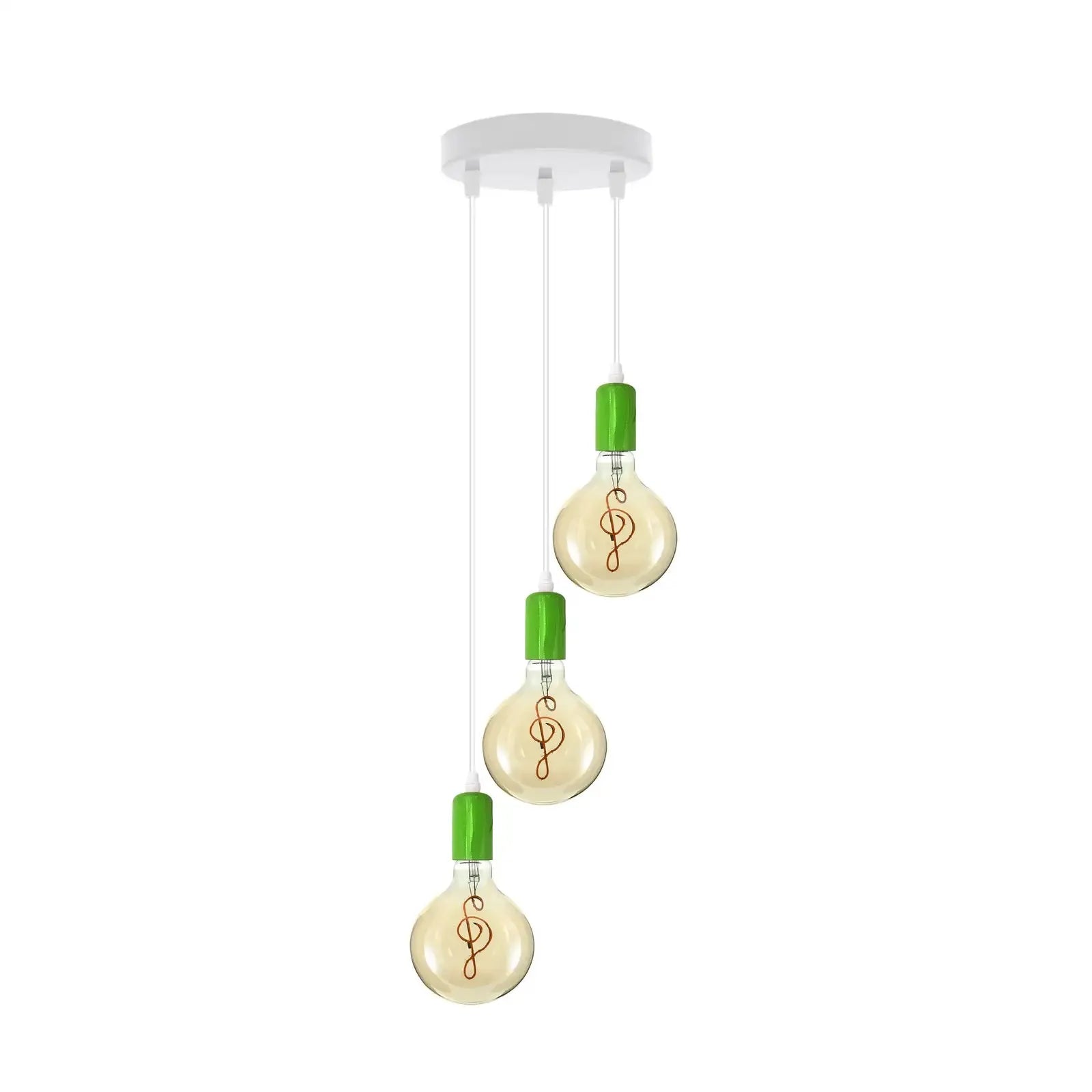 Vintage E27 3-Light Ceiling Pendant Lamp Kit with Amber Glass Bulbs