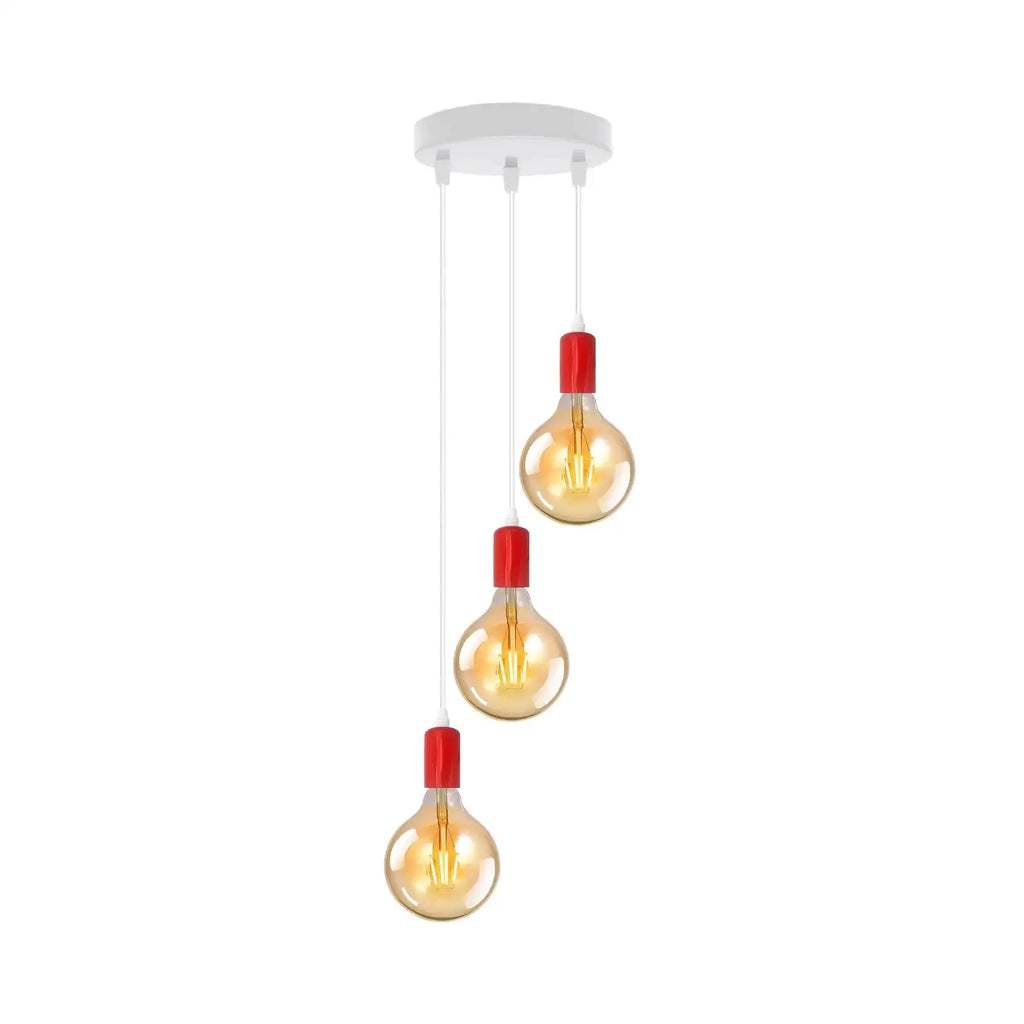 Vintage Industrial 3-Light E27 Pendant Ceiling Light Kit with Amber Glass