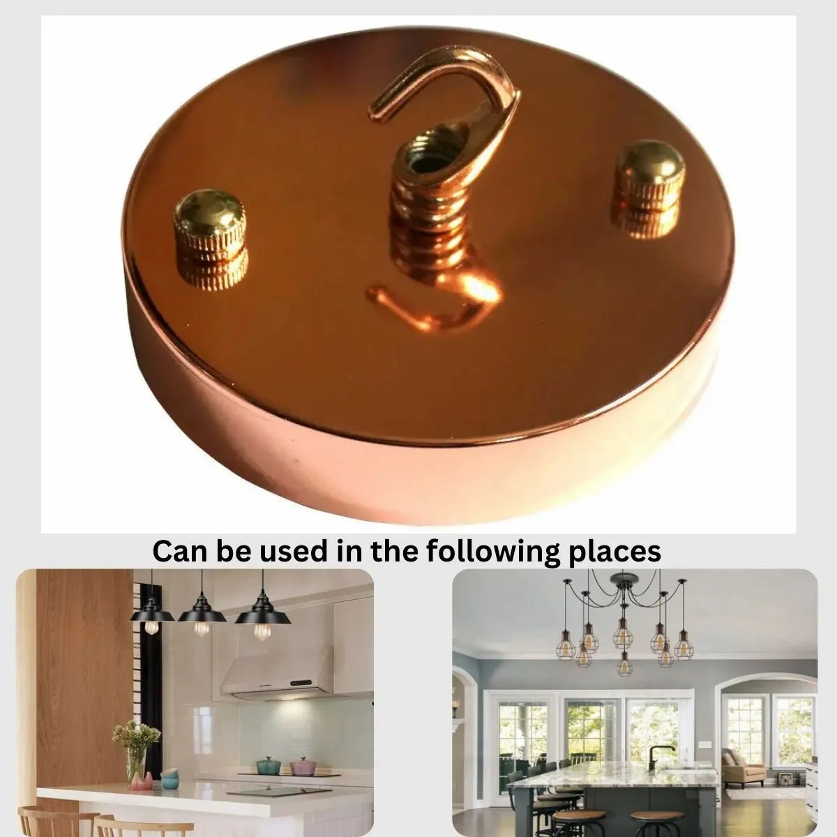 Elegant Rose Gold Industrial Metal Ceiling Rose with Secure Cord Grip