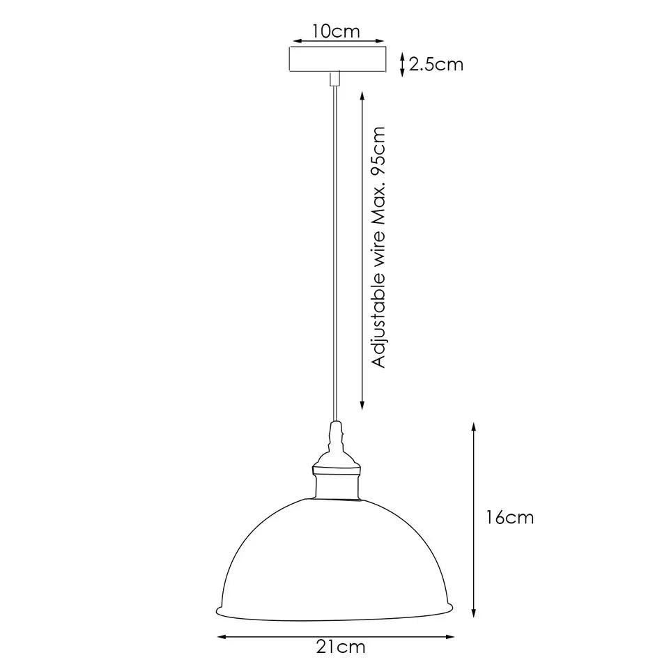 Industrial Brushed Brass Metal Pendant Light with Adjustable E27 Holder