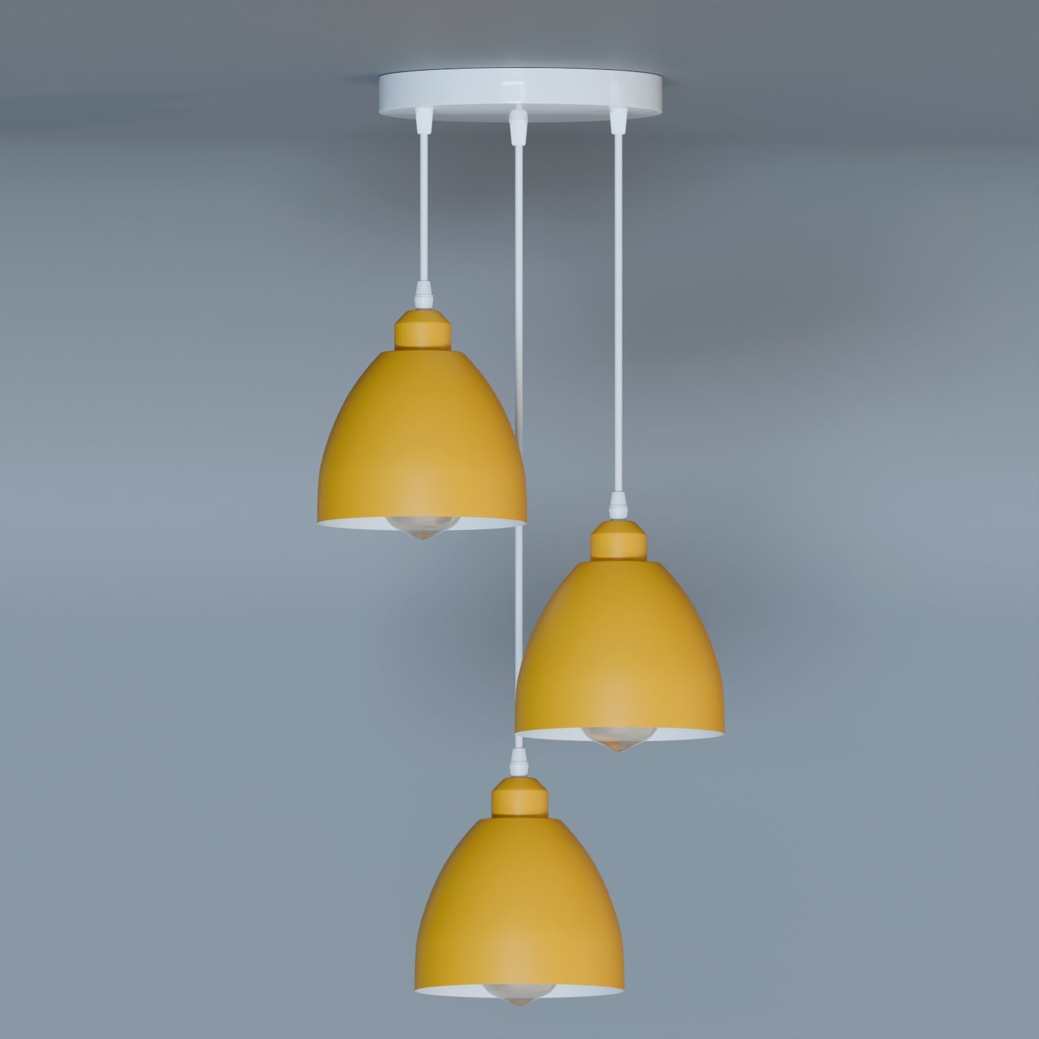 Industrial 3-Head Pendant Light with Adjustable Cables – E27 Compatible ~5903