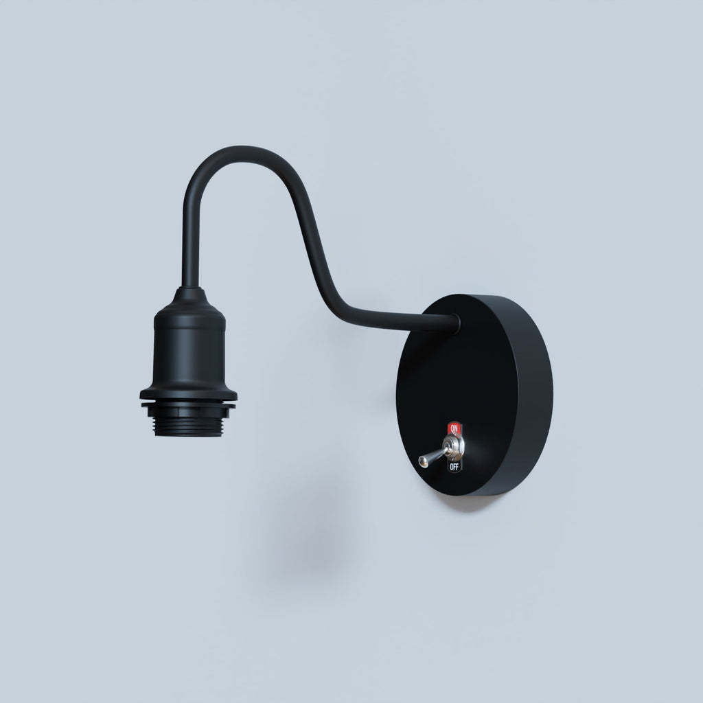 Industrial Modern Black Wall Sconce Light Fixture, Toggle Switch Ceiling Rose