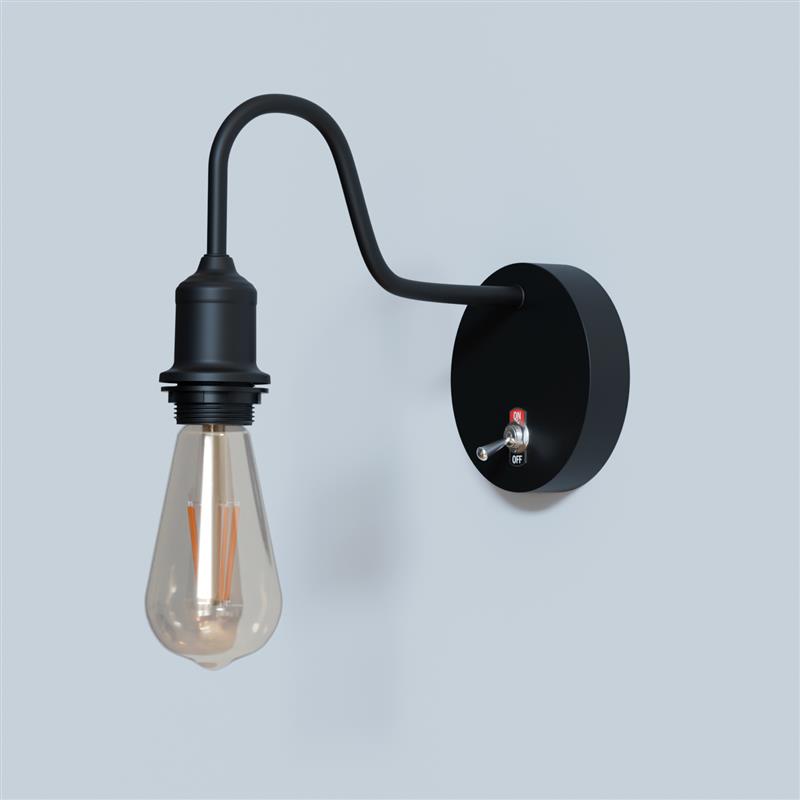 Industrial Modern Wall Sconce Light, Integrated Toggle Switch, E27 Base