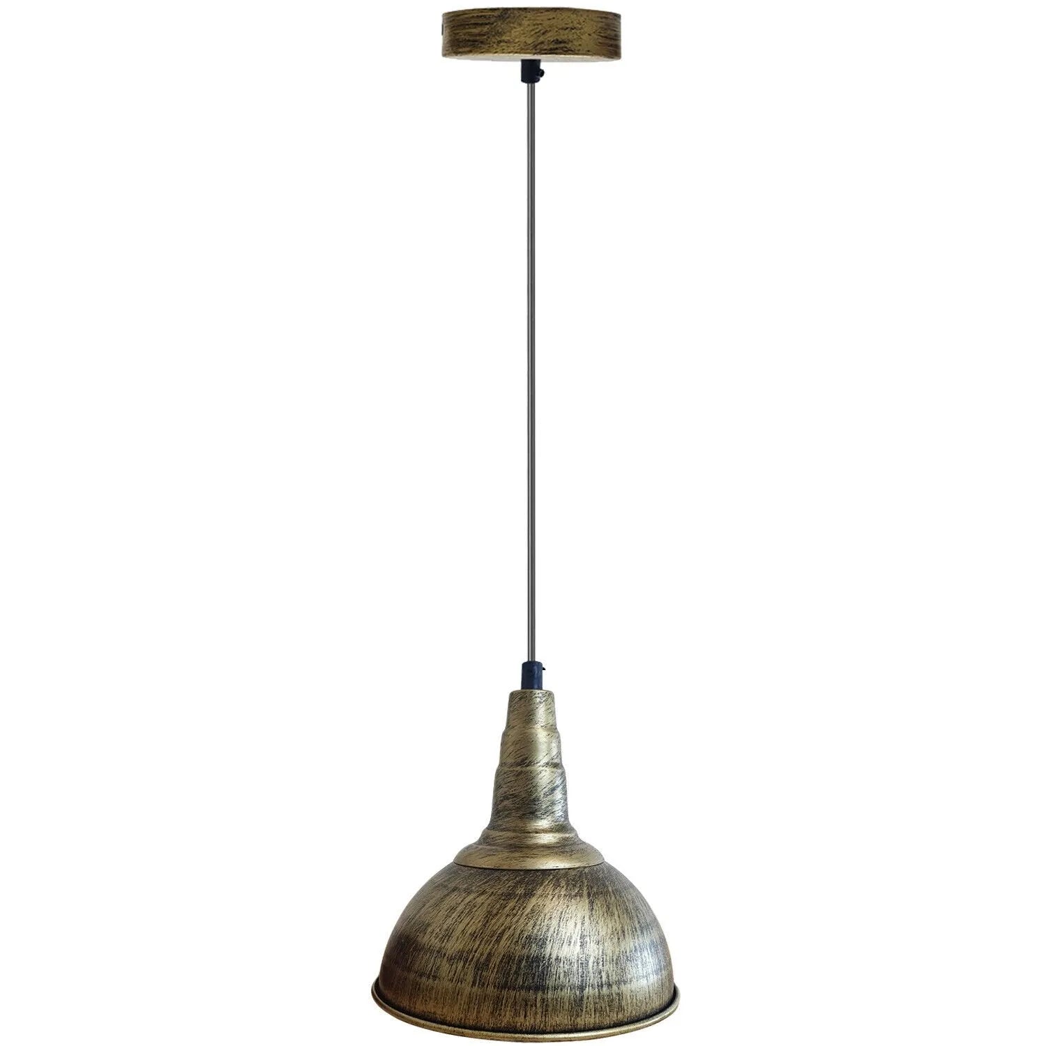 Vintage Industrial Metal Dome Pendant Light with Adjustable Hanging Cord