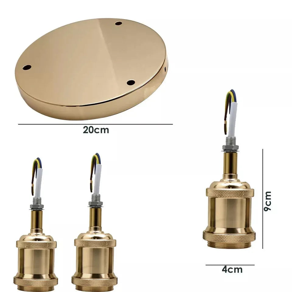 Modern 3-Way Semi-Flush Ceiling Light, French Gold Industrial Edison Style Fixture