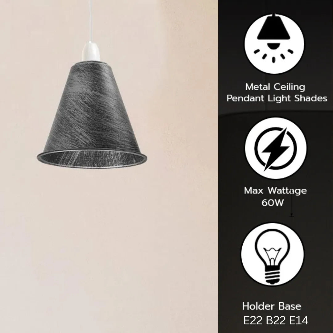 Retro Industrial Metal Cone Light Shade 7 Inch Easy Fit