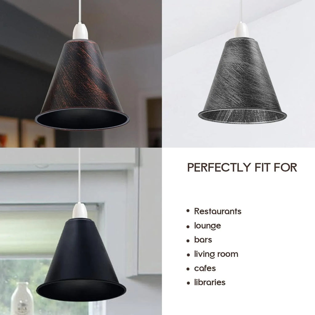 Retro Industrial Metal Cone Light Shade 7 Inch Easy Fit