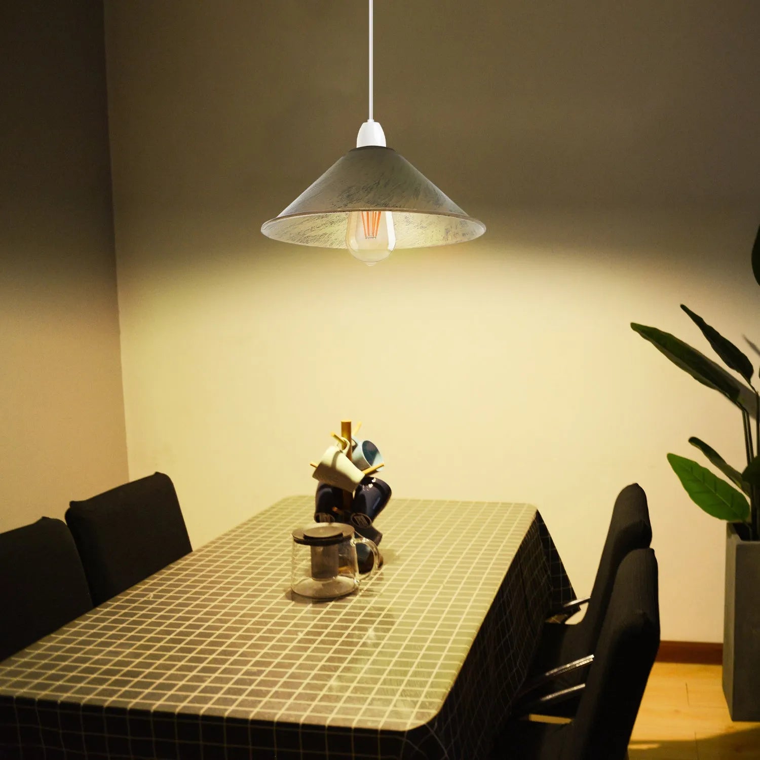 Retro Metal Cone Easy Fit Pendant Light Shade for Ceiling Fixtures
