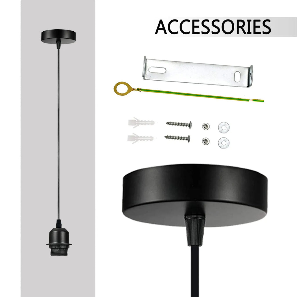 LEDSone Industrial E27 Pendant Hanging Light Fitting with Adjustable Cable