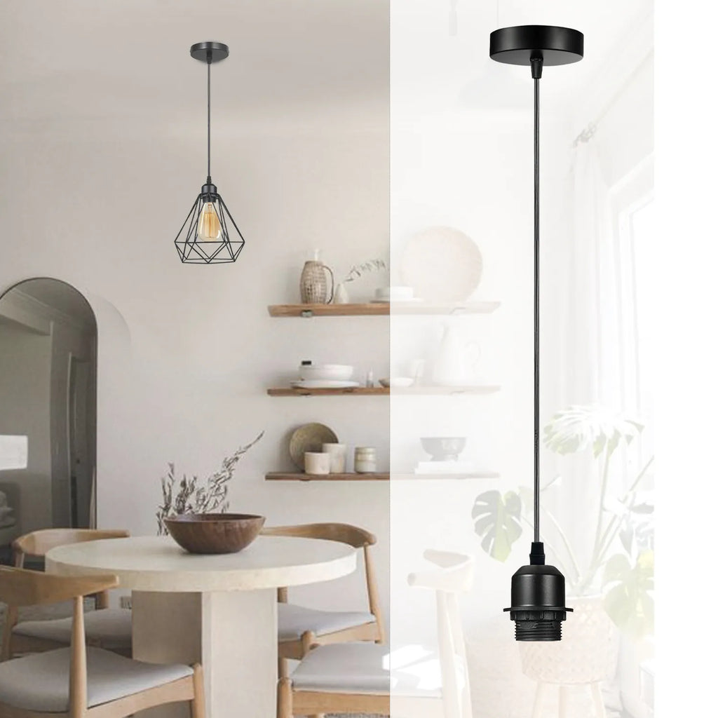 LEDSone Industrial E27 Pendant Hanging Light Fitting with Adjustable Cable
