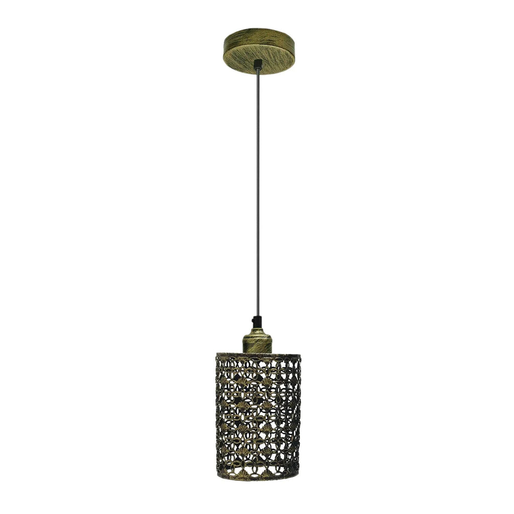 Brushed Brass Modern Cage Pendant Light with Hollow Design