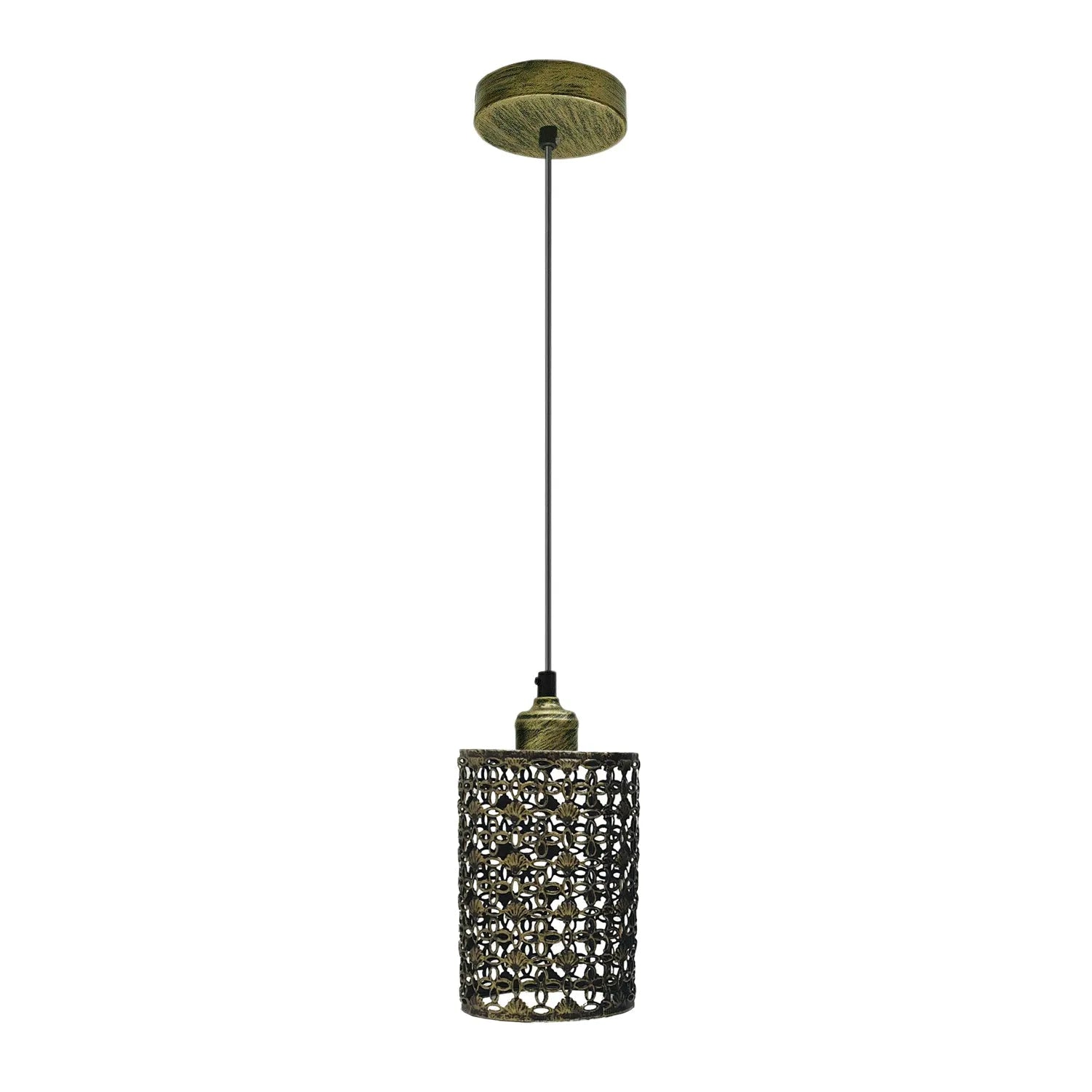 Brushed Brass Modern Cage Pendant Light with Hollow Design