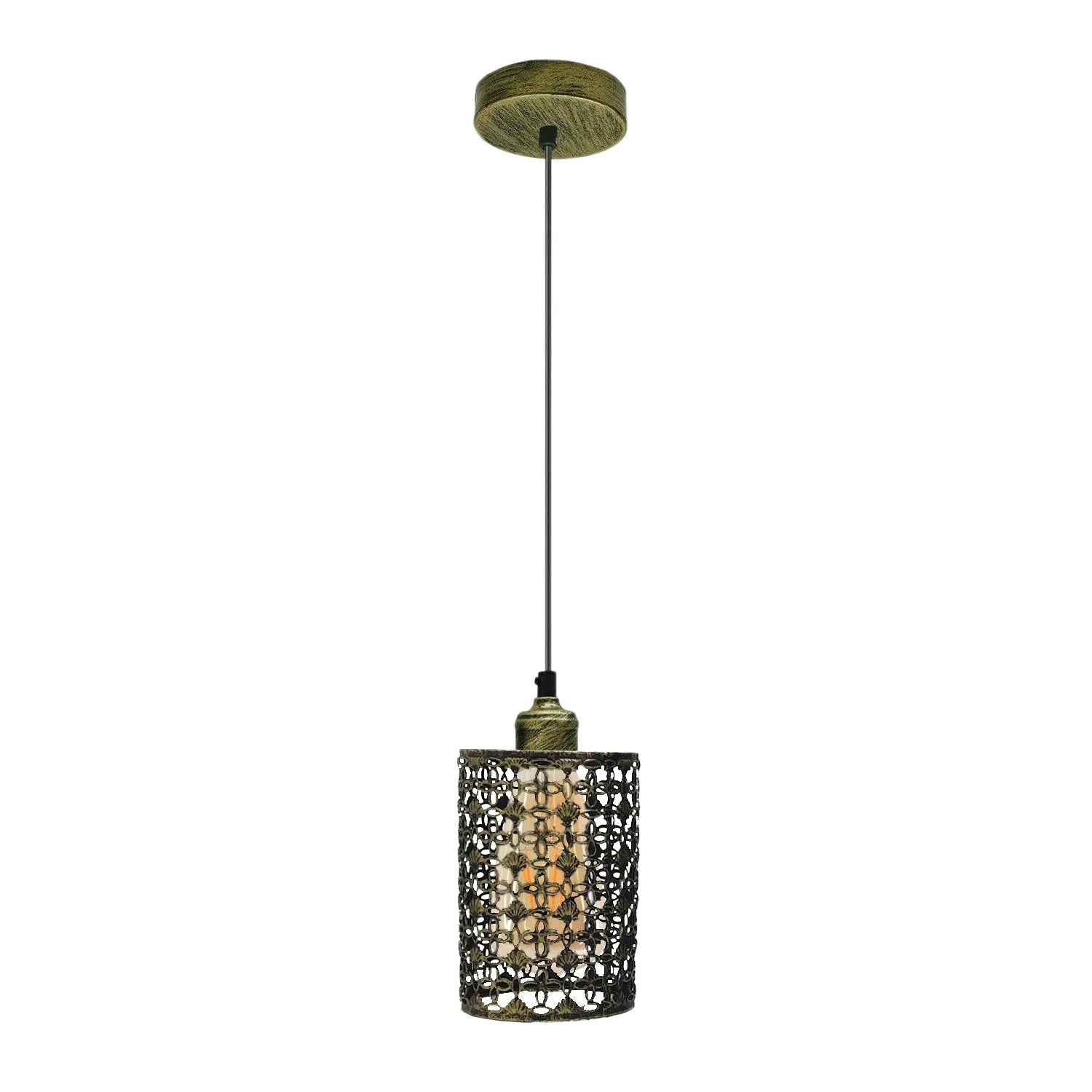 Brushed Brass Modern Cage Pendant Light with Hollow Design