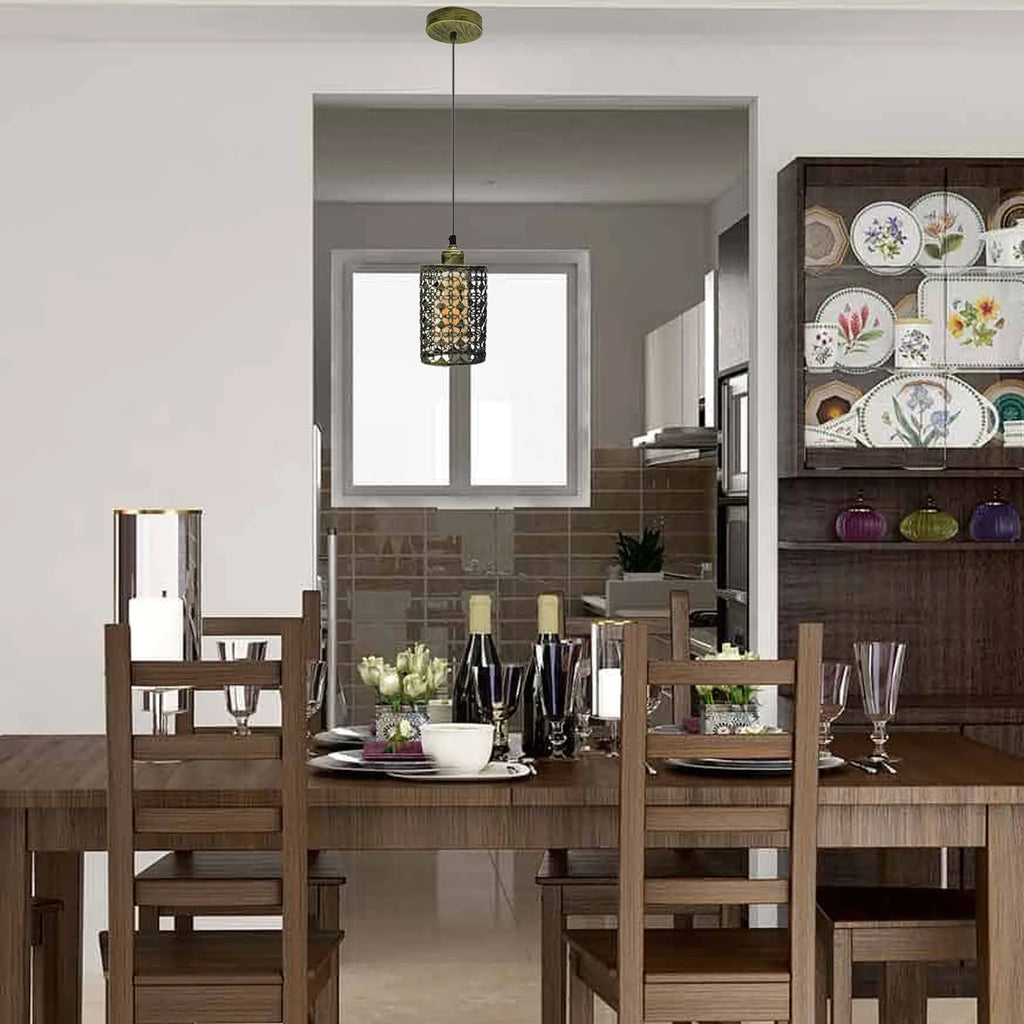Modern Brushed Brass Cage Pendant Light with Hollow Design for Contemporary Homes