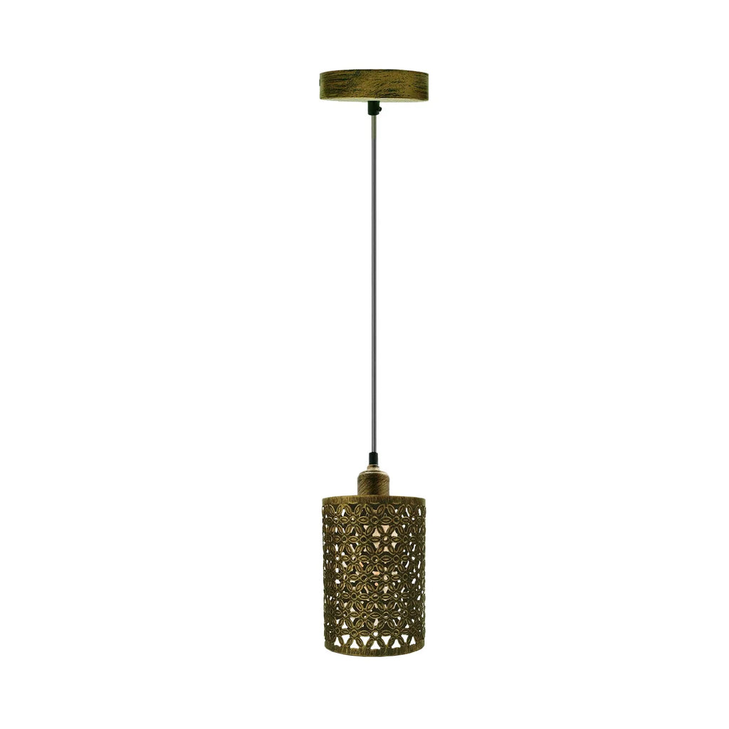 Modern Brushed Brass Geometric Pendant Light Elegant Single E27 Lamp Holder Kitchen Dining