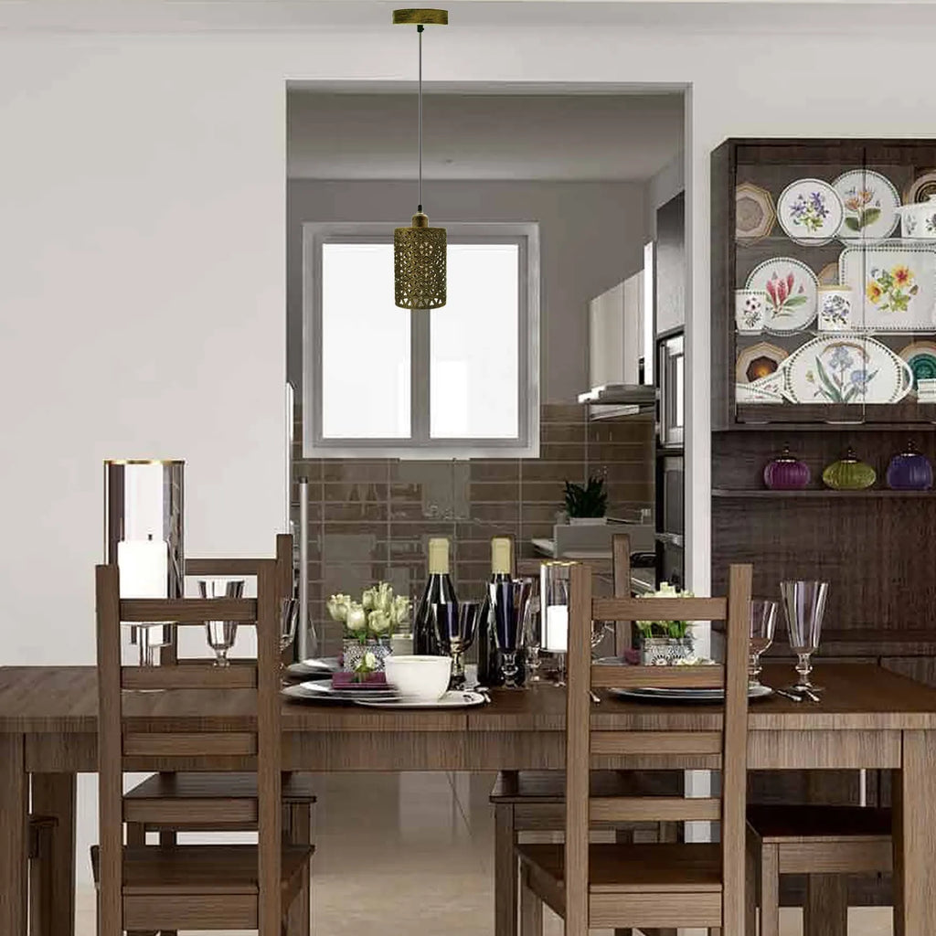 Modern Brushed Silver Pendant Light | Geometric Design ~5973