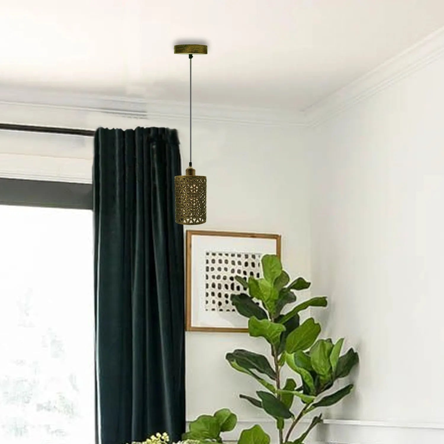 Modern Brushed Silver Pendant Light | Geometric Design ~5973