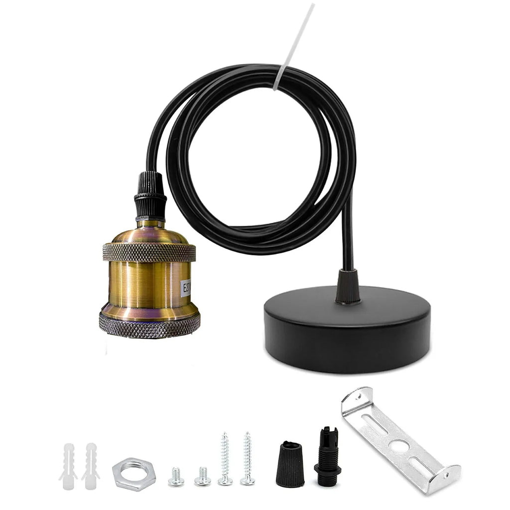 Industrial Metal E27 Lamp Holder Ceiling Pendant Light Fixture Adjustable Cable Modern