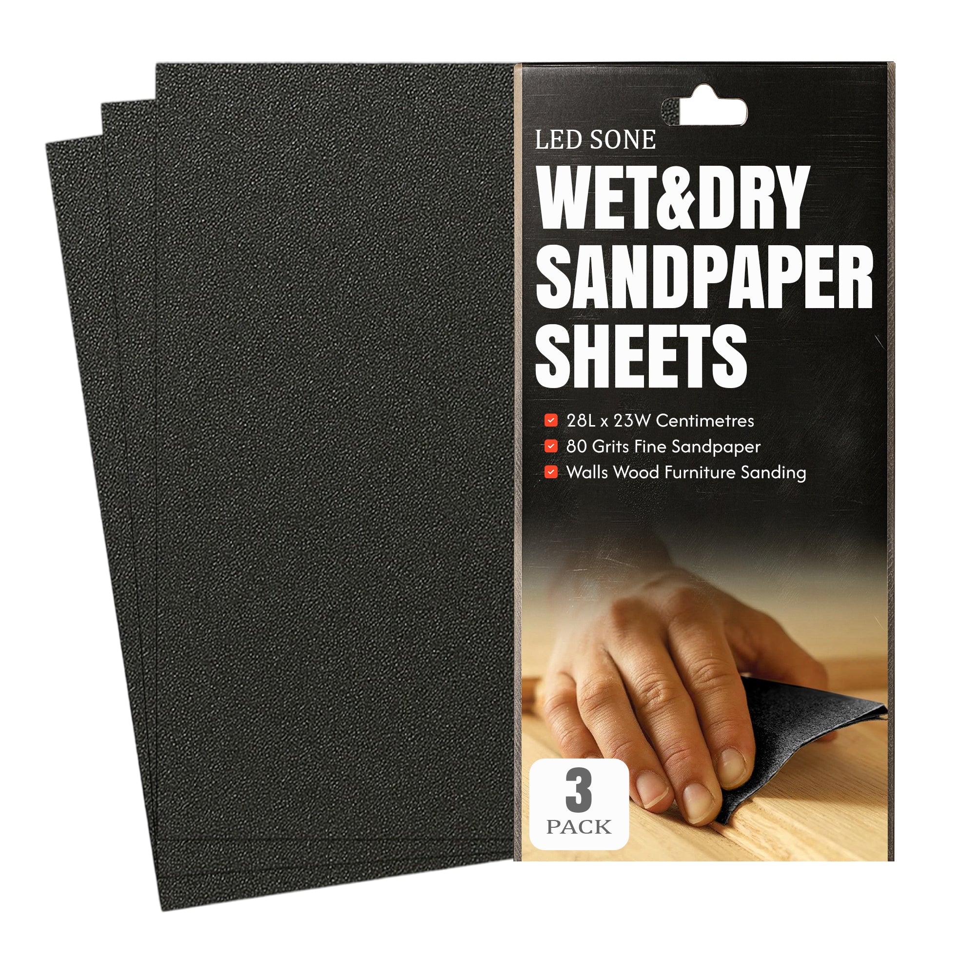 Wet and Dry Sandpaper Sheet Grit 80/100 Assorted sandpaper~ 6052