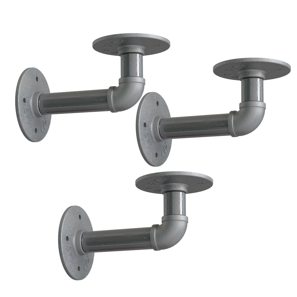 Industrial Galvanized Pipe Shelf Brackets Rustic Floating Wall Mount Support Kit