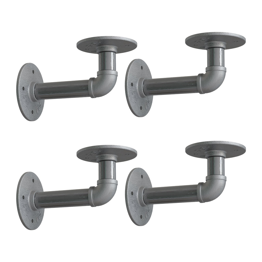 Industrial Galvanized Pipe Shelf Brackets Rustic Floating Wall Mount Support Kit