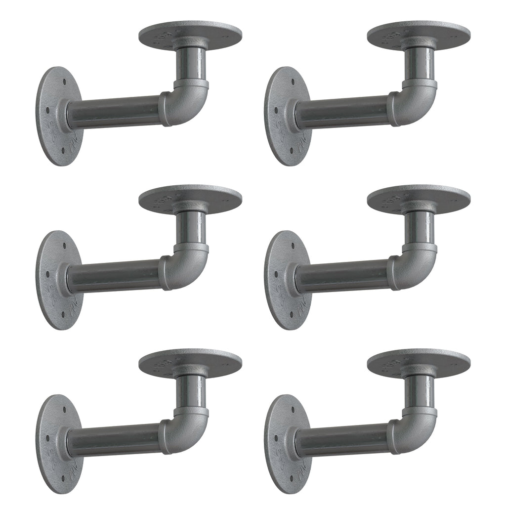 Industrial Galvanized Pipe Shelf Brackets Rustic Floating Wall Mount Support Kit